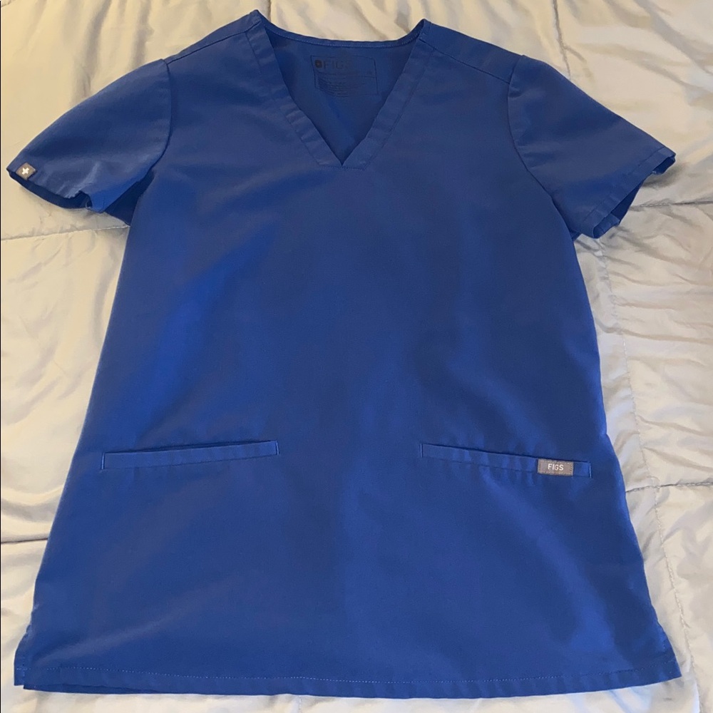 Figs Denim Blue Casma V-Neck Scrub Top